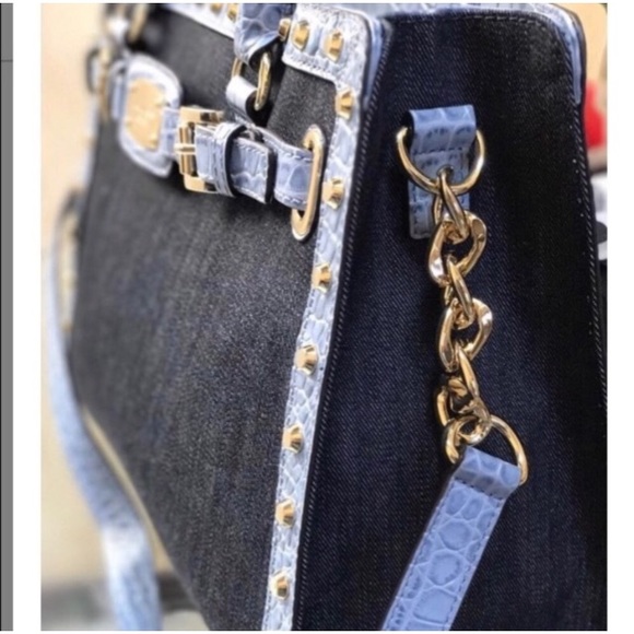 MICHAEL KORS Denim Hamilton studded satchel - Picture 5 of 7